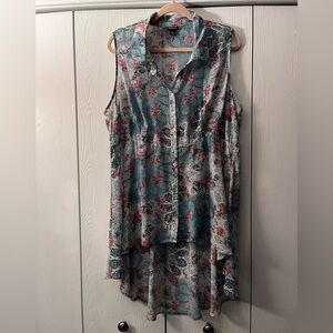 Torrid Blue and Pink Floral Blouse
